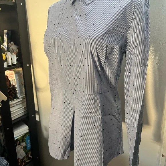 NWOT oodji Ultra Striped Peplum Blouse | Size 38 | Tailored Shirt Xs-S - Picture 2 of 7